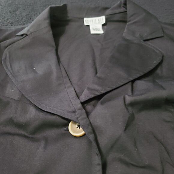 Robbie Bee Womens Belted Blazer Black Size 16 Cotton Blend Short Stretch Sleeve - Picture 8 of 12